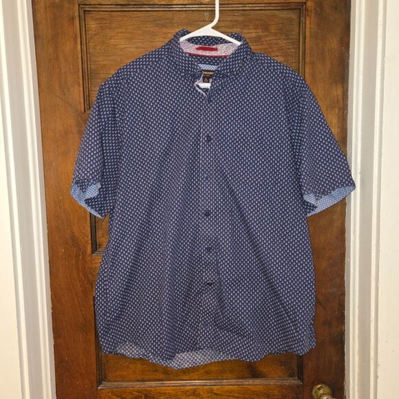 Johnston Murphy Geometric Anchors Short Sleeve Button Up Shirt Mens XL LOT OF 2 - Picture 8 of 13